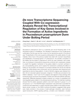 De Novo Transcriptome Sequencing Coupled with Co-Expression