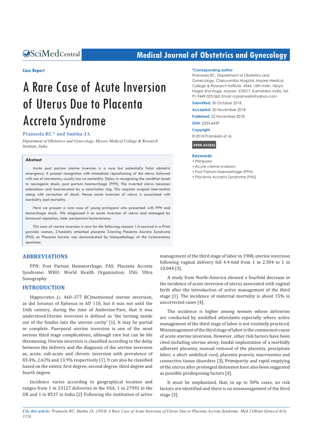 A Rare Case of Acute Inversion of Uterus Due to Placenta Accreta Syndrome