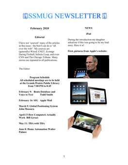 Ssmug Newsletter Feb 10