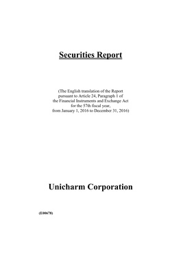 Securities Report Unicharm Corporation