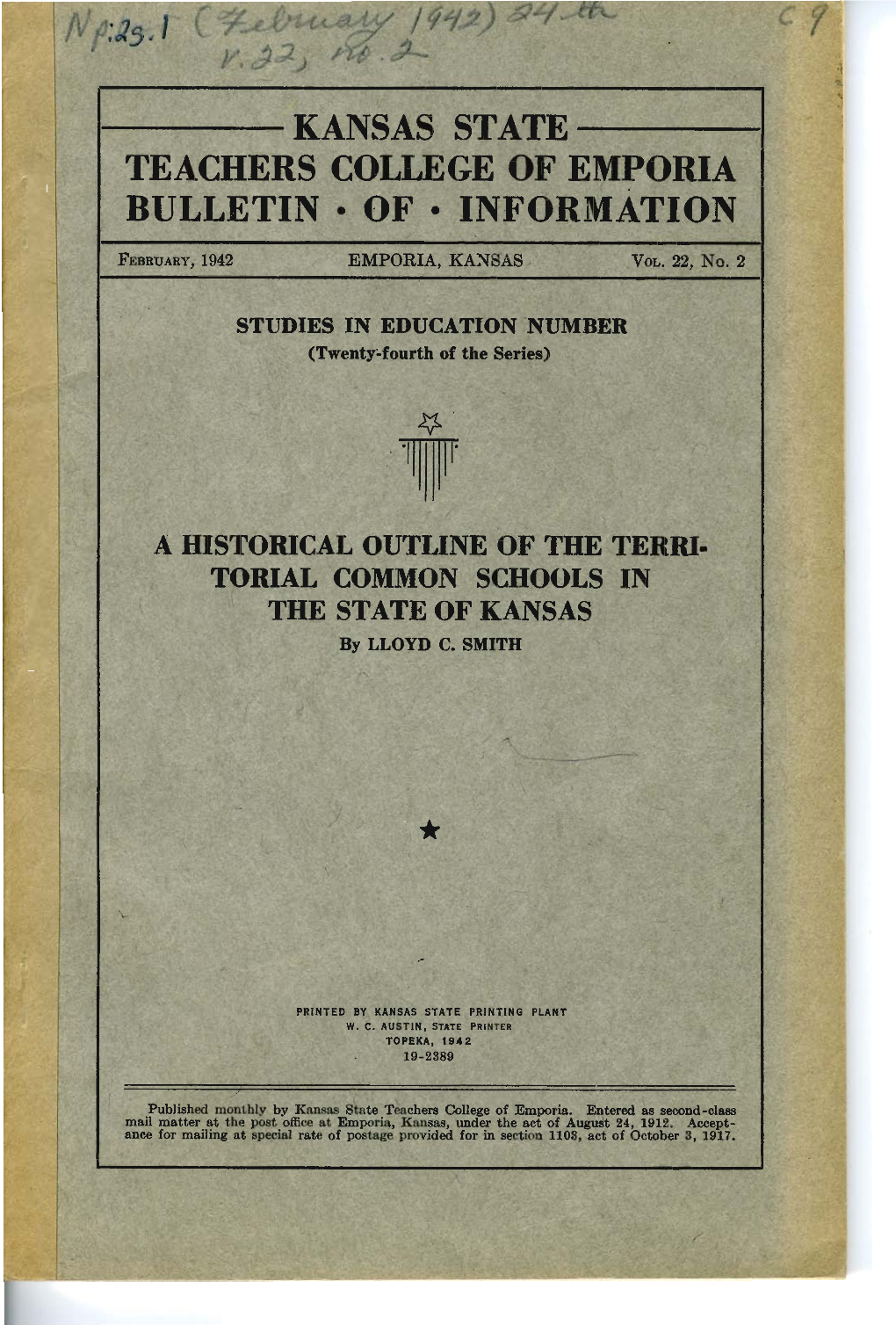 Kansas State Teachers College of Emporia Bulletin of Information