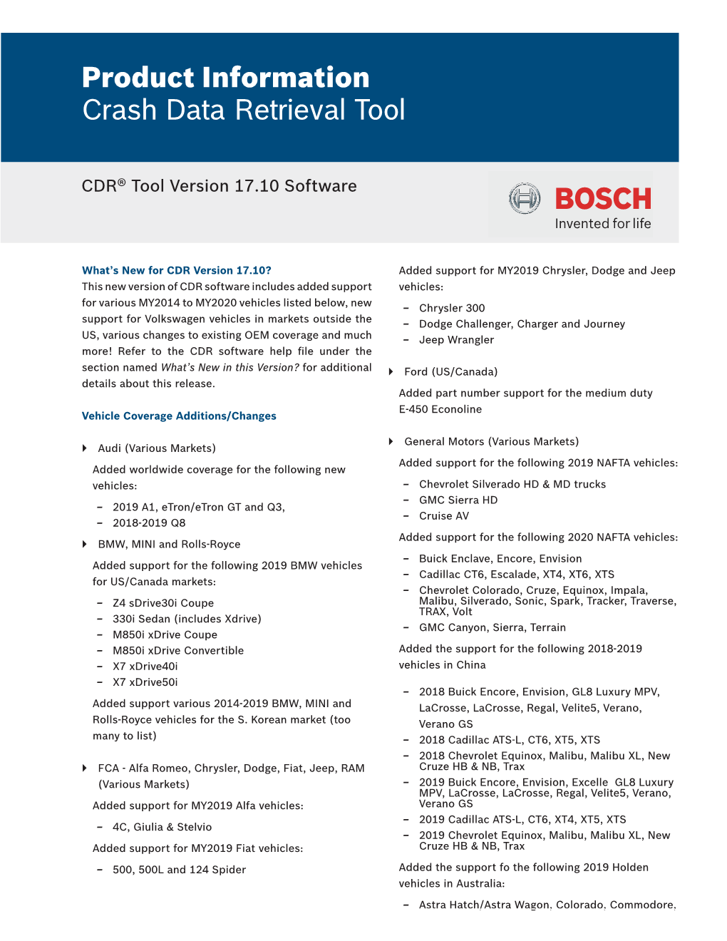 Product Information Crash Data Retrieval Tool