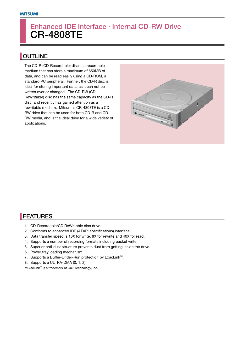 Internal CD-RW Drive CR-4808TE