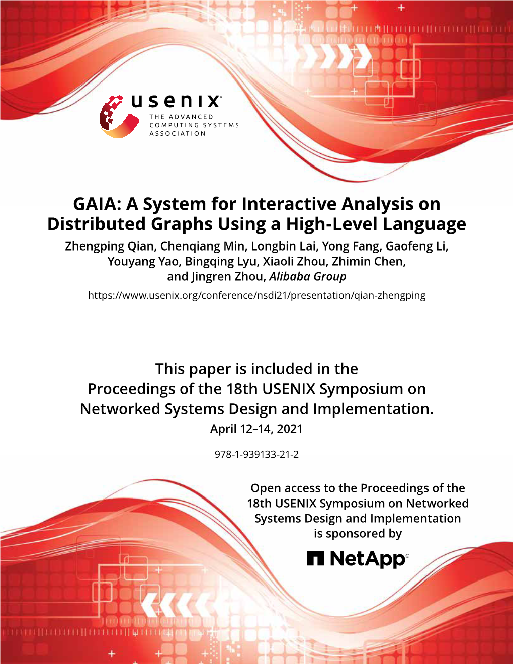 GAIA: a System for Interactive Analysis on Distributed Graphs