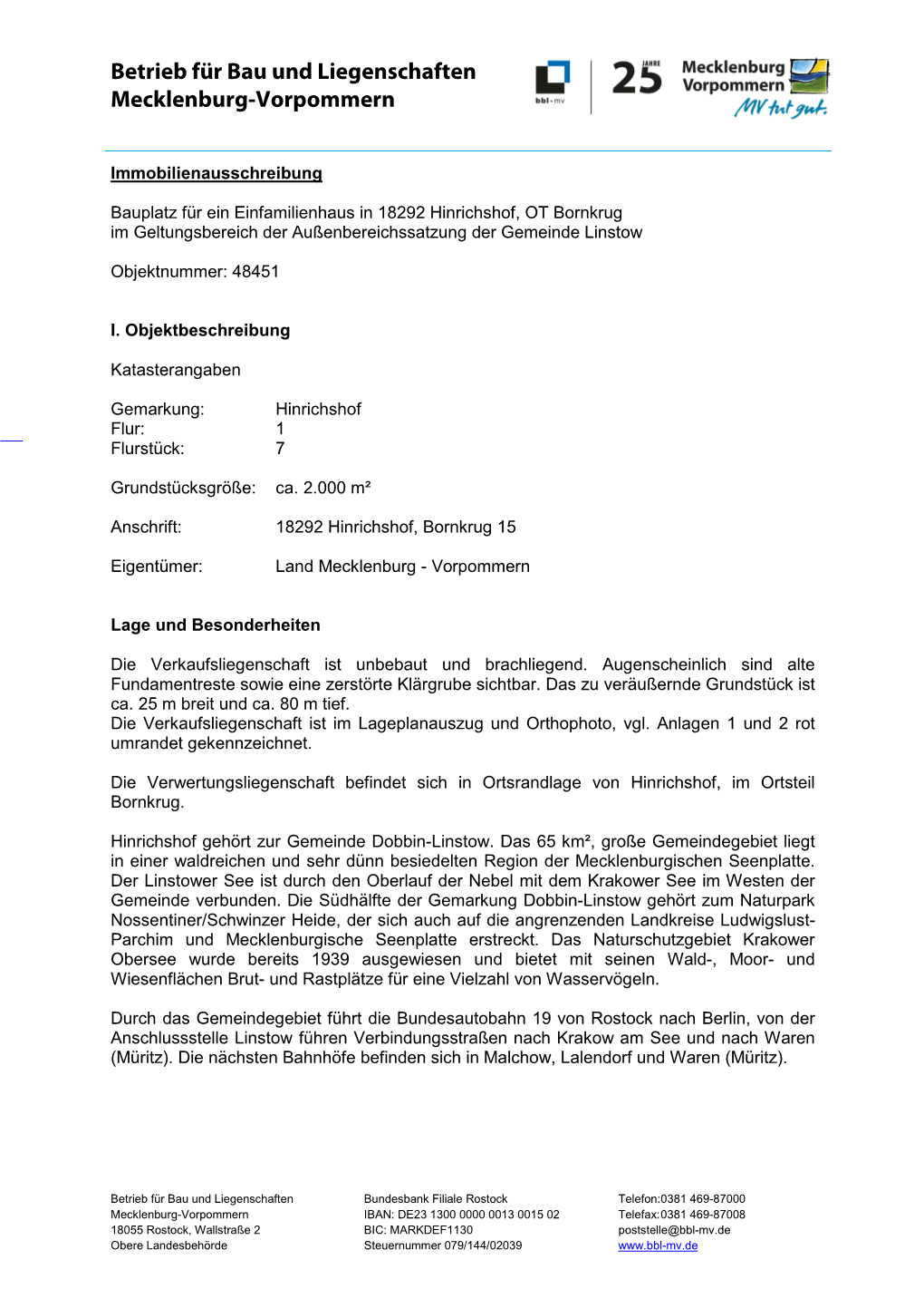 Bbl-Mv.De Obere Landesbehörde Steuernummer 079/144/02039 Grund- Und Bodenbeschreibung