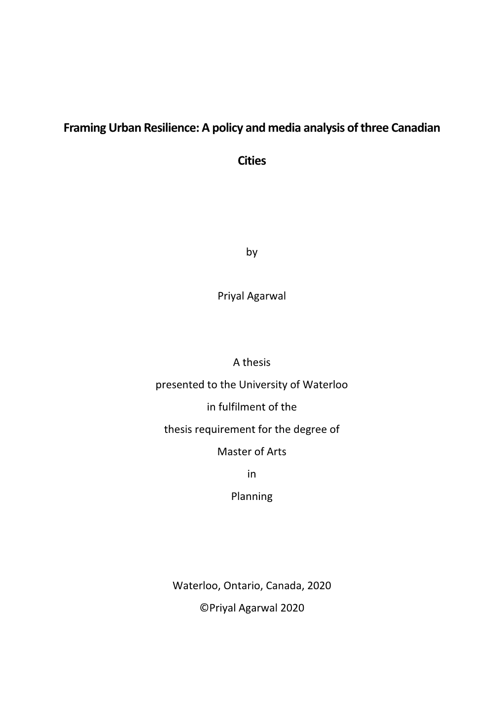 Framing Urban Resilience: a Policy and Media Analysis of Three Canadian