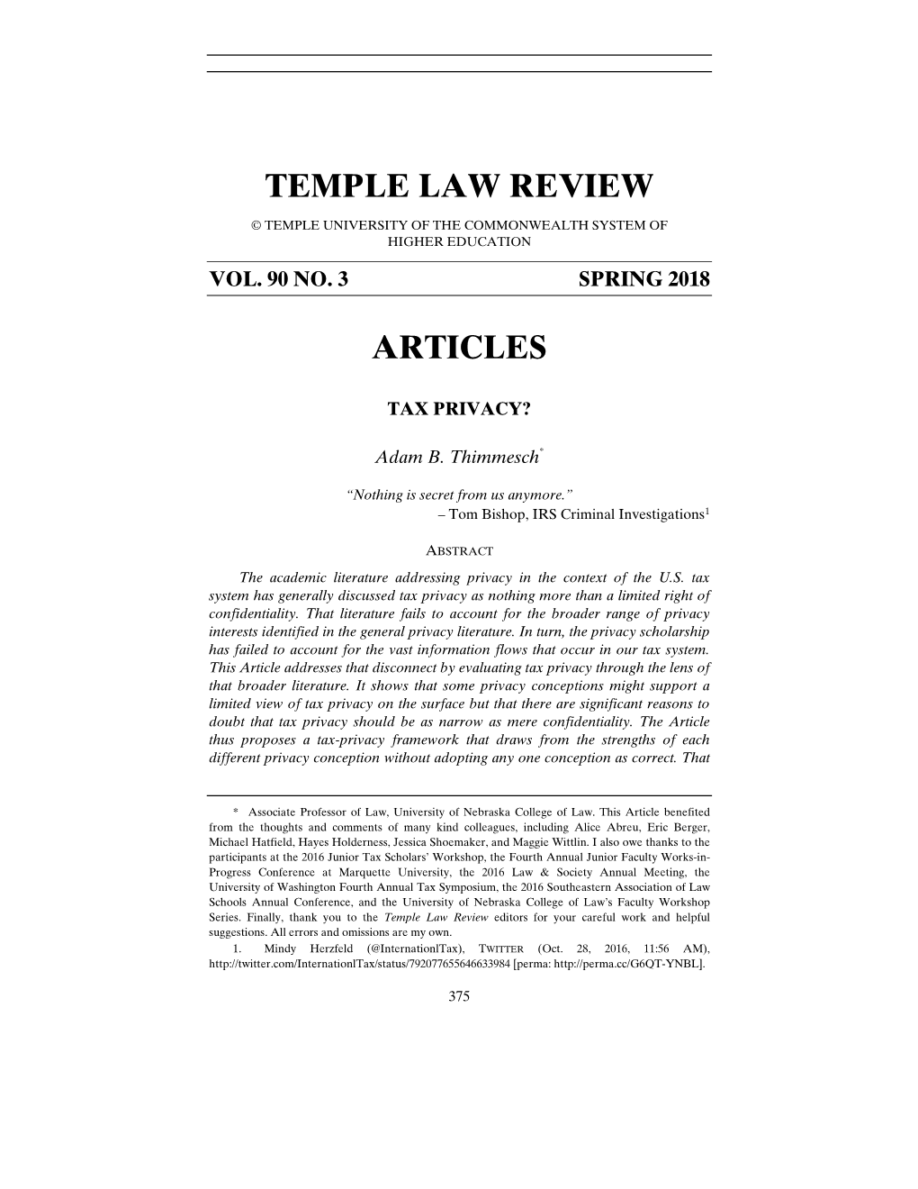 Temple Law Review Articles