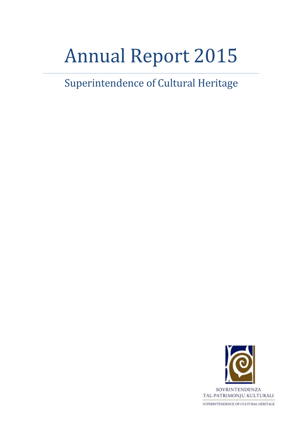 Annual Report 2015 Superintendence of Cultural Heritage