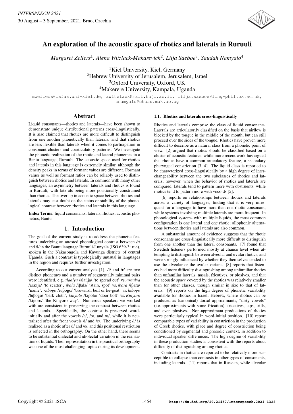 An Exploration of the Acoustic Space of Rhotics and Laterals in Ruruuli