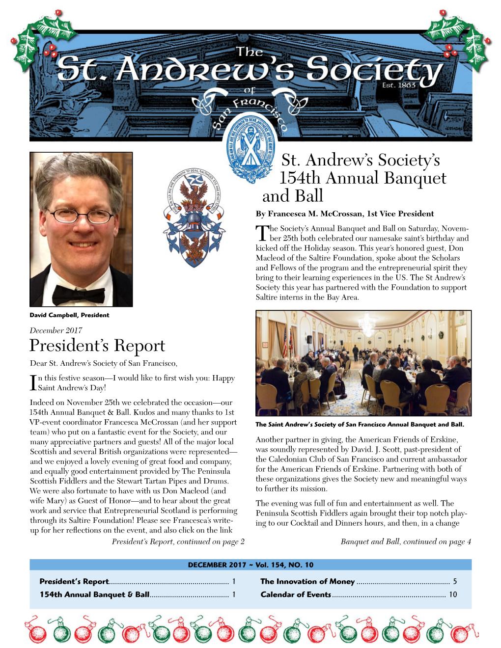 St. Andrew's Society's 154Th Annual Banquet and Ball