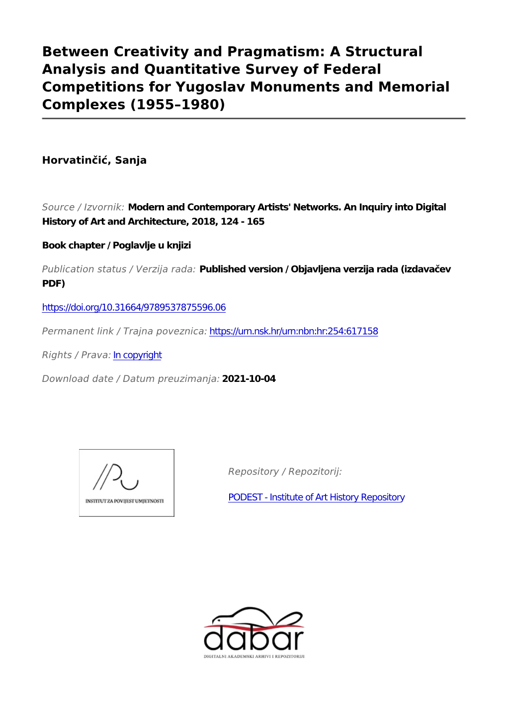 Between Creativity and Pragmatism: a Structural Analysis and Quantitative Survey of Federal Competitions for Yugoslav Monuments and Memorial Complexes (1955–1980)