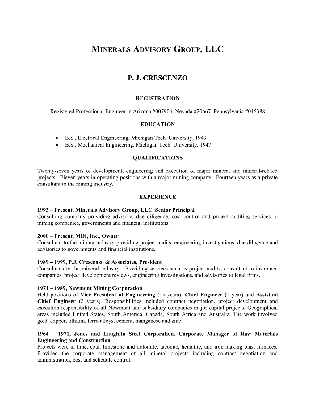 Minerals Advisory Group, LLC