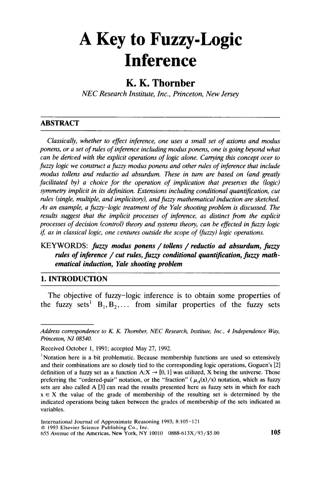 A Key to Fuzzy-Logic Inference K