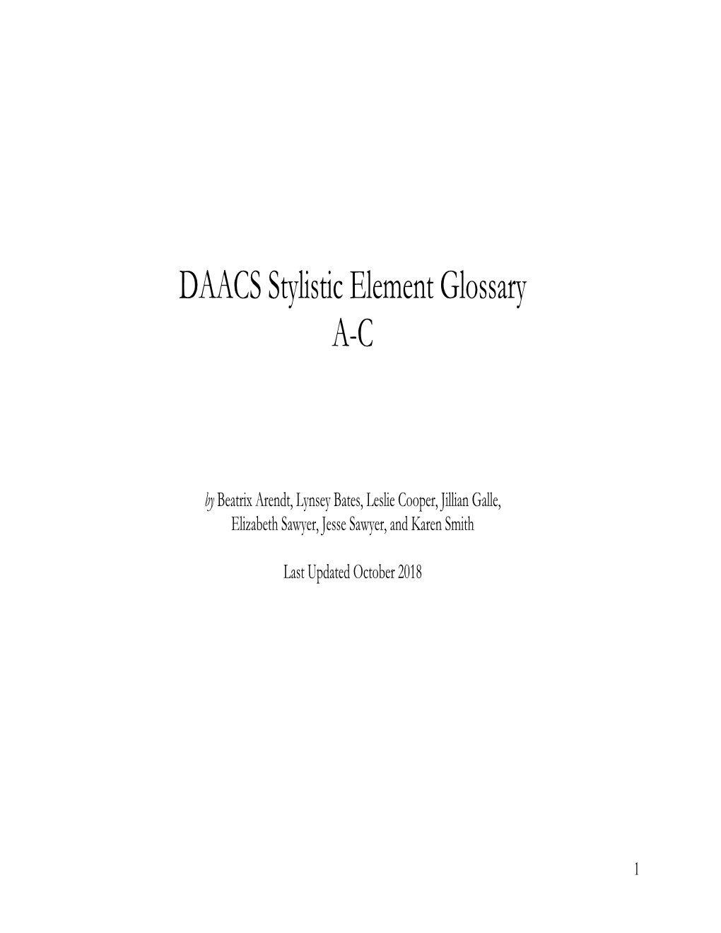 DAACS Stylistic Element Glossary A-C