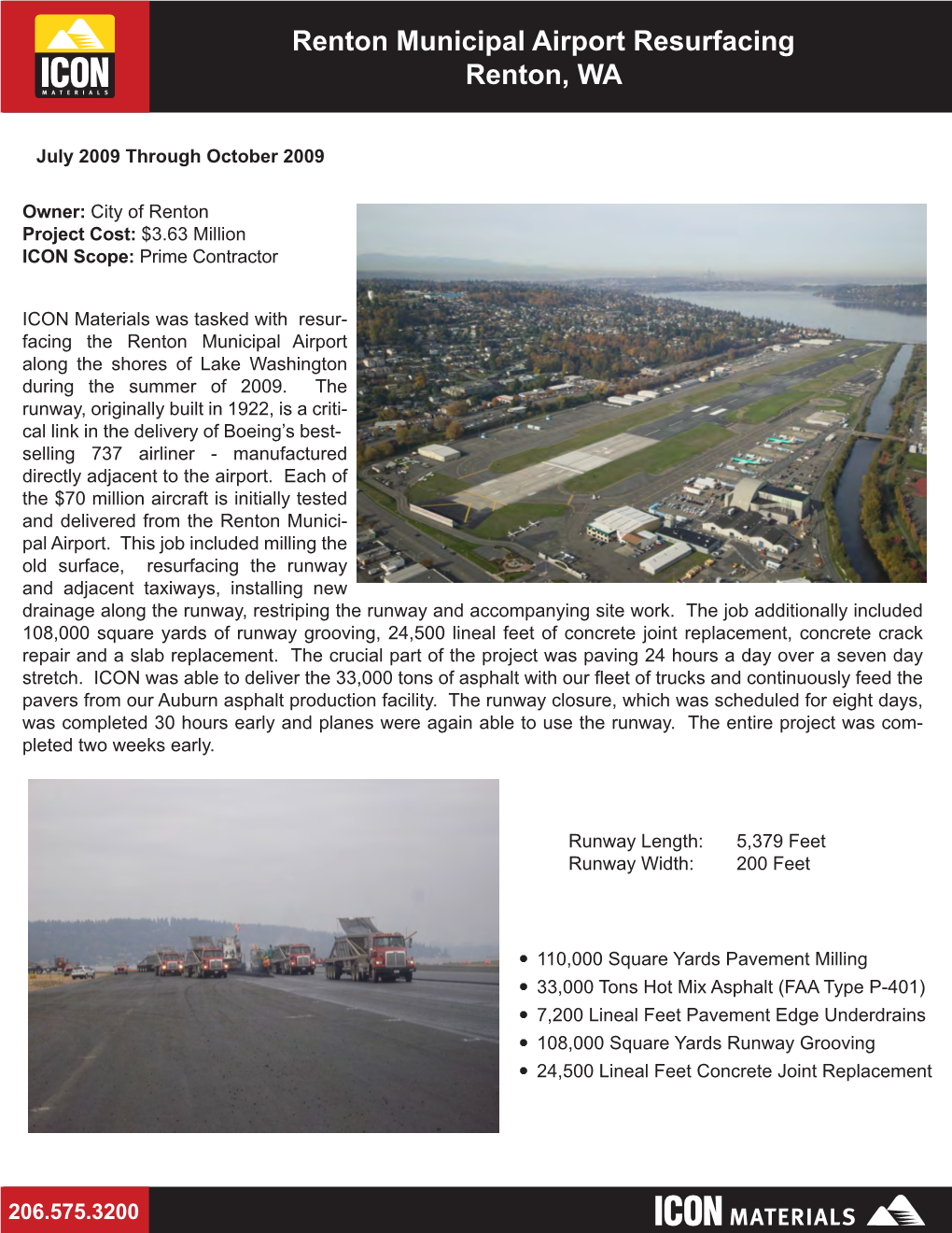 Renton Municipal Airport Resurfacing Renton, WA