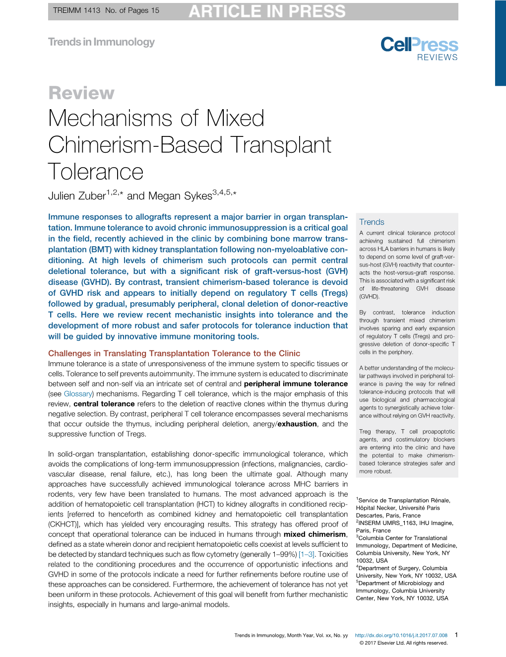 Mechanisms of Mixed Chimerism-Based Transplant Tolerance