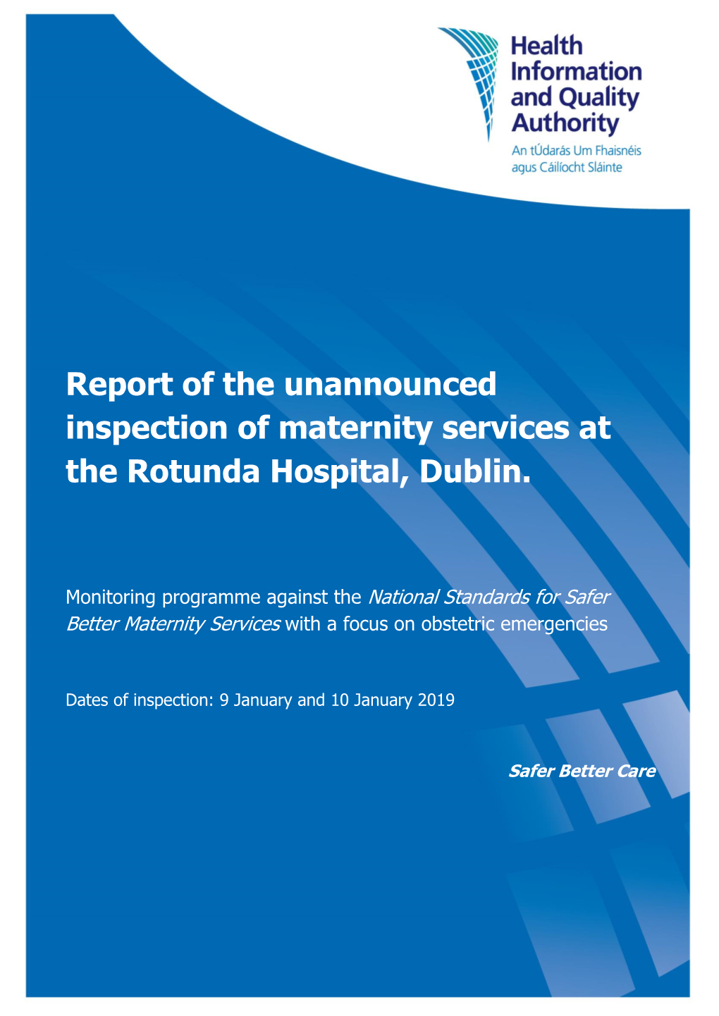 HIQA Inspection of Maternity Services in January 2019