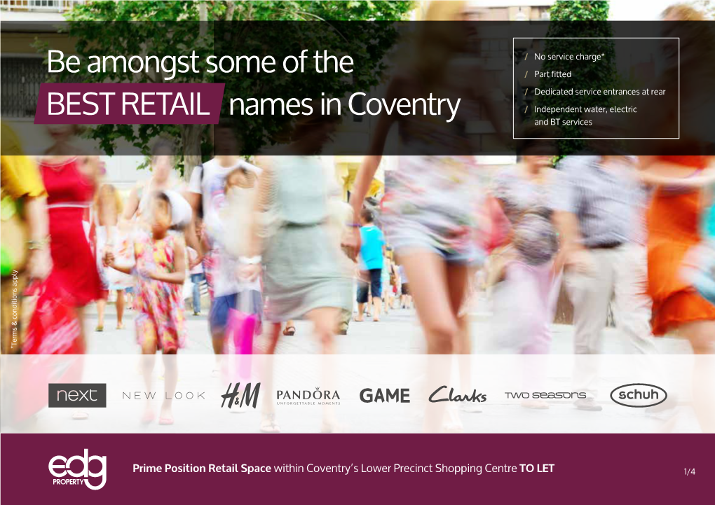 Be Amongst Some of the BEST RETAIL Names in Coventry