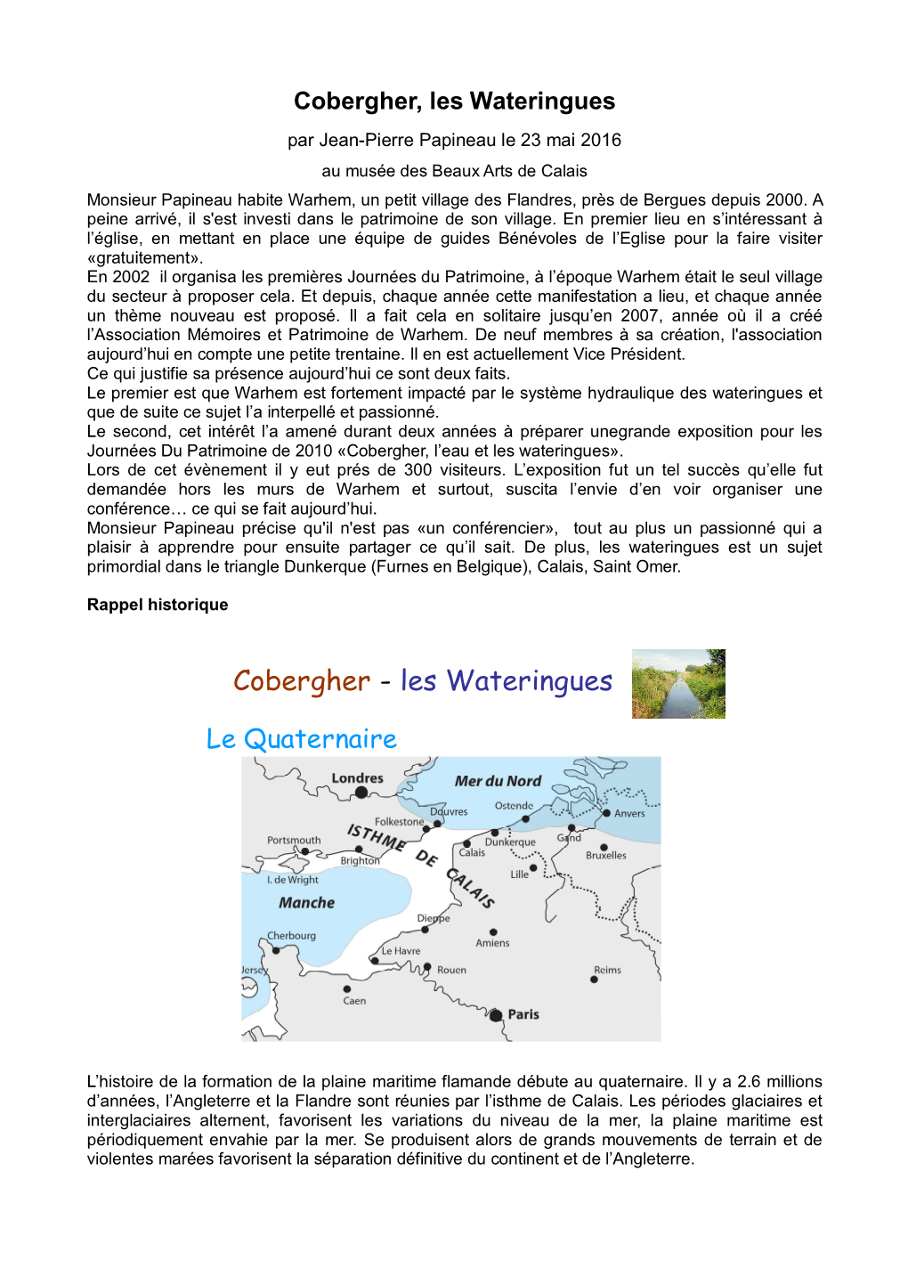 Cobergher, Les Wateringues