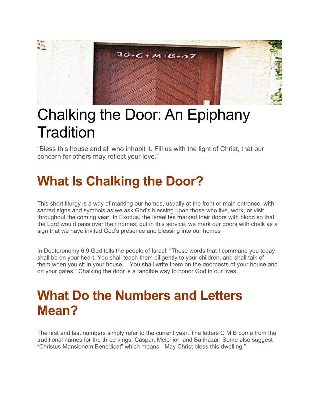 Chalking the Door: an Epiphany Tradition “Bless This House and All Who Inhabit It