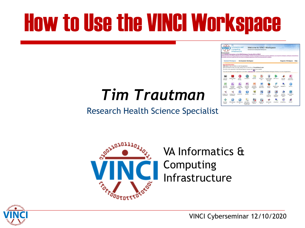 VINCI Workspace Cyberseminar 030316