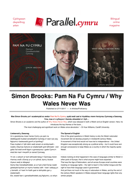 Simon Brooks: Pam Na Fu Cymru / Why Wales Never Was – Parallel