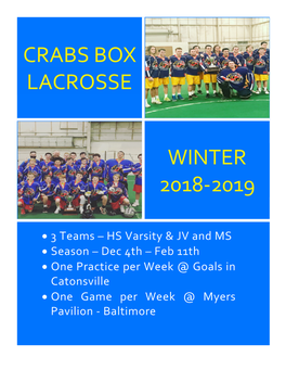 Crabs Box Lacrosse Flyer and Faqsv201808