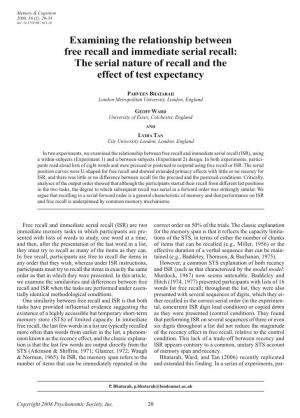 Examining the Relationship Between Free Recall and Immediate Serial Recall: the Serial Nature of Recall and the Effect of Test Expectancy