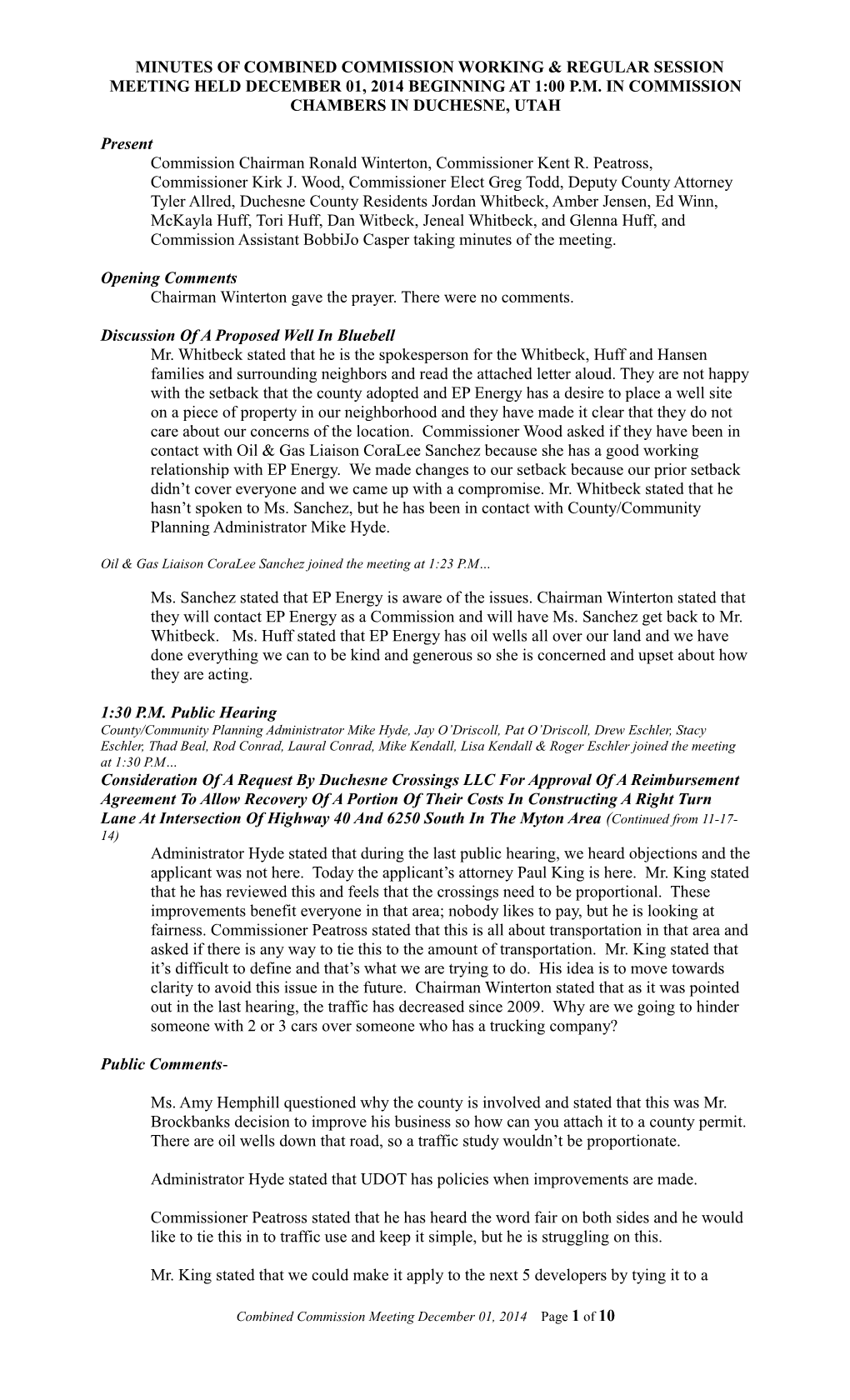 Minutes of Special Meeting Held January 27, 2004, at 2:00 Pm in Conference Room #1, In