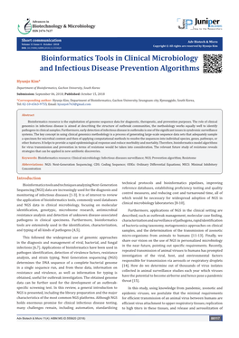 Bioinformatics Tools in Clinical Microbiology and Infectious Disease Prevention Algorithms