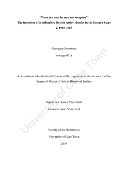 University of Cape Town (UCT) in Terms of the Non-Exclusive License Granted to UCT by the Author