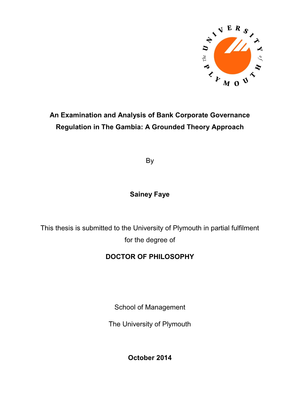 An Examination and Analysis of Bank Corporate Governance Regulation in the Gambia: a Grounded Theory Approach