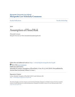 Assumption of Flood Risk Alexander Lemann Marquette University Law School, Alexander.Lemann@Marquette.Edu