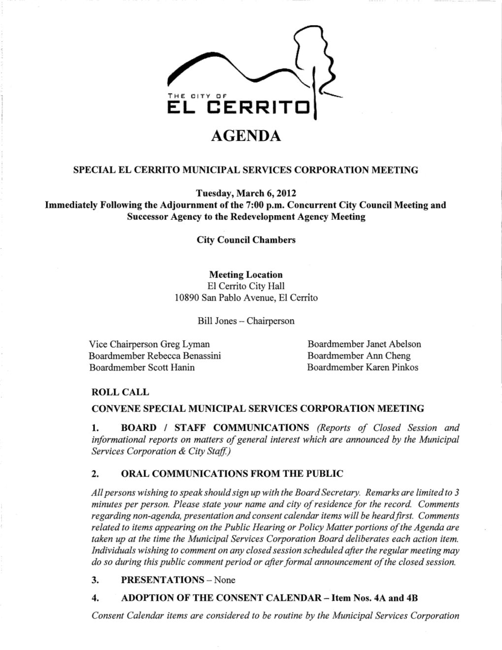 El Cerritc Agenda