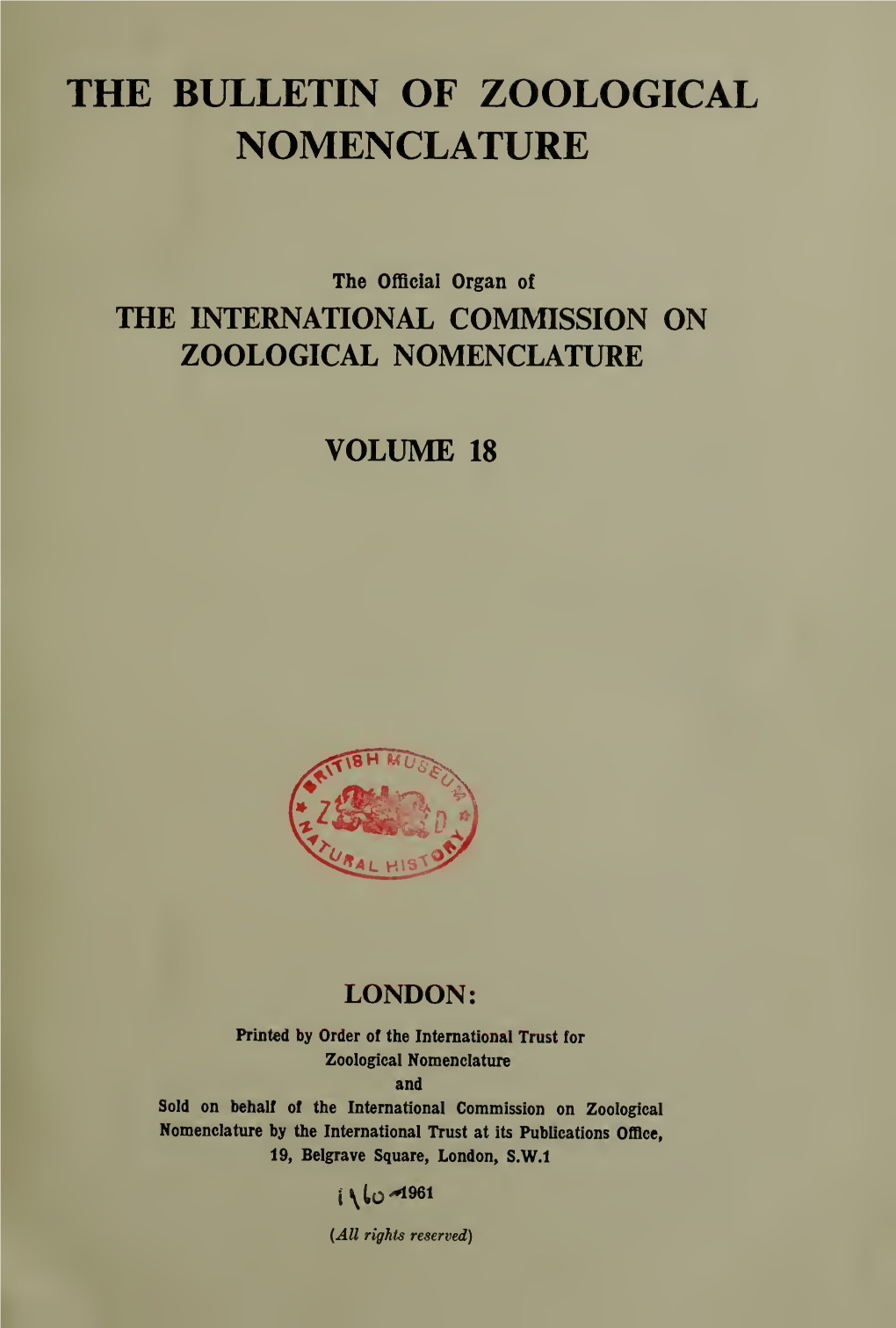 Bulletin of Zoological Nomenclature