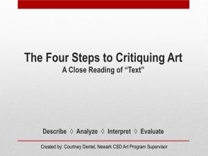 The Four Steps to Critiquing Art a Close Reading of “Text”