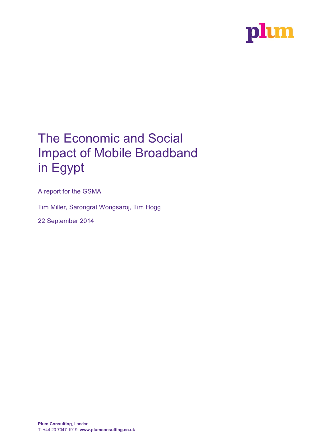 The Economic and Social Impact of Mobile Broadband in Egypt