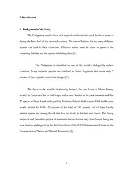 I. Introduction A. Background of the Study the Philippines Used to Have
