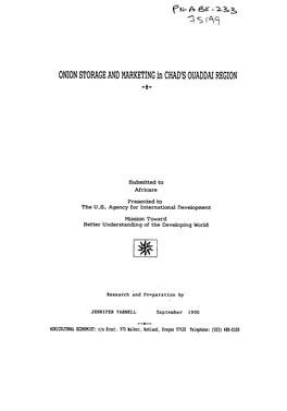 ONION STORAGE and MARKETING Inchad's OUADDAI REGION