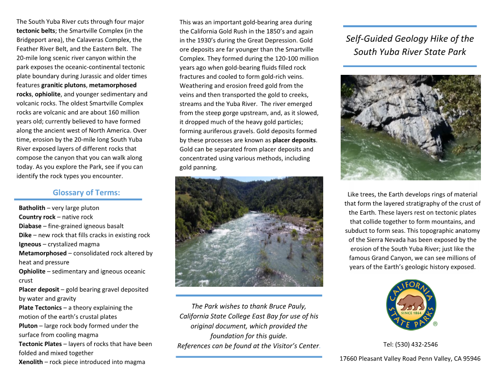 Self-Guided Geology Hike of the South Yuba River State Park