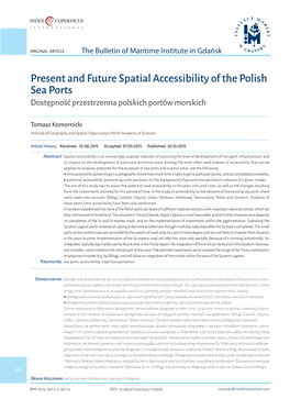 Present and Future Spatial Accessibility of the Polish Sea Ports Dostępność Przestrzenna Polskich Portów Morskich