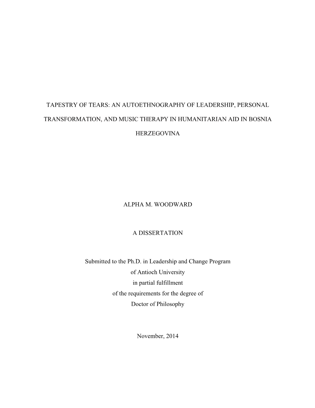 An Autoethnography of Leadership, Personal