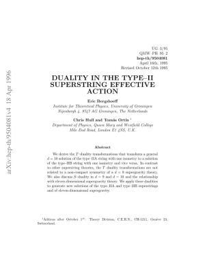 Duality in the Type--II Superstring Effective Action