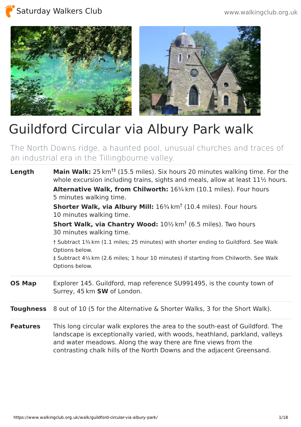 Guildford Circular Via Albury Park Walk