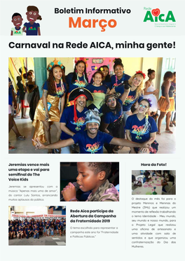 Março Carnaval Na Rede AICA, Minha Gente!