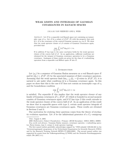 Weak Limits and Integrals of Gaussian Covariances in Banach Spaces