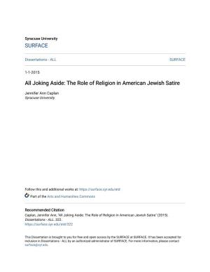 The Role of Religion in American Jewish Satire