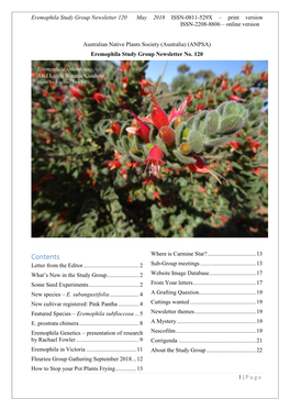Eremophila Study Group Newsletter 120 May 2018 ISSN-0811-529X – Print Version ISSN-2208-8806 – Online Version