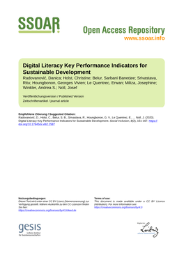 Digital Literacy Key Performance Indicators for Sustainable