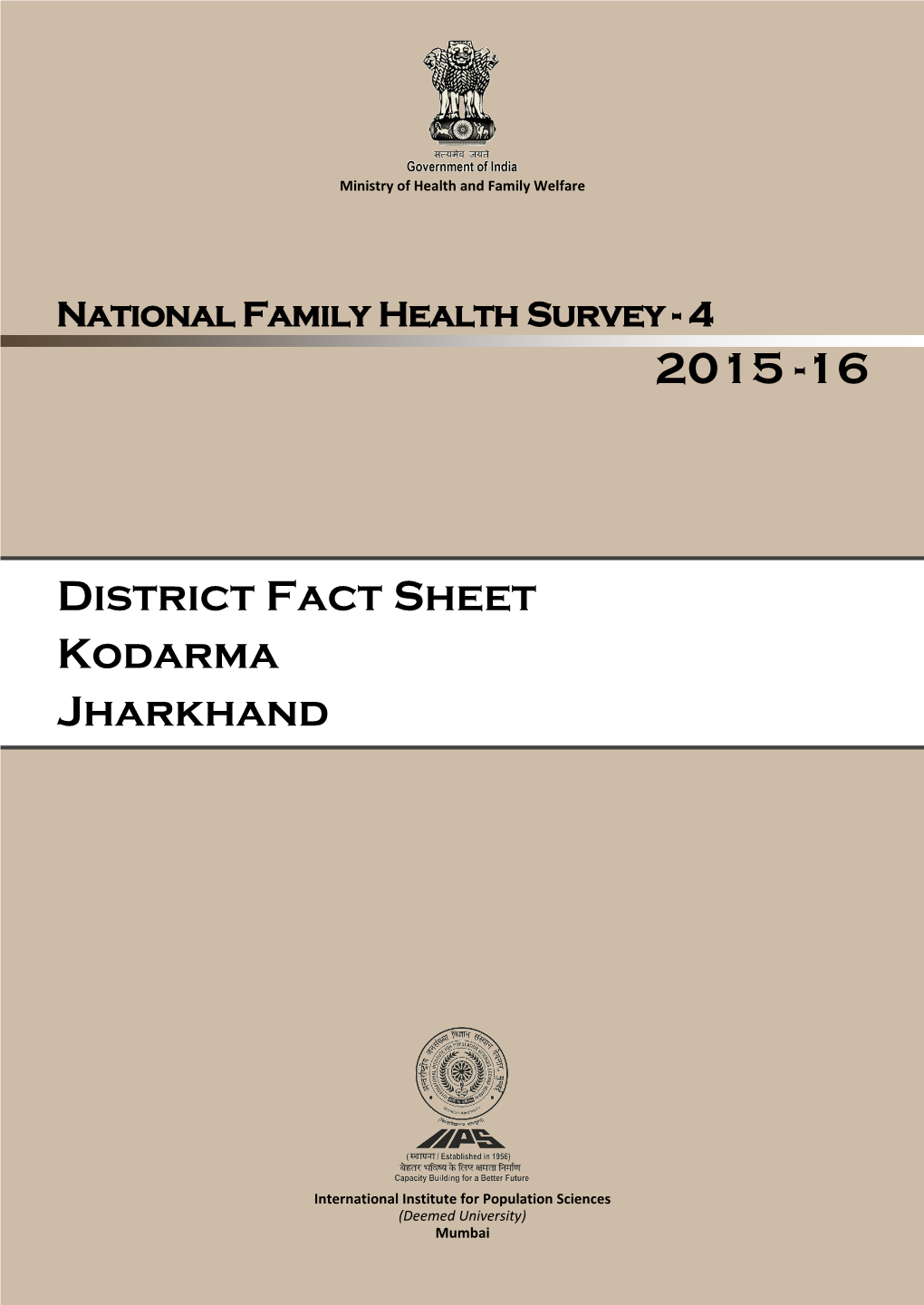 District Fact Sheet Kodarma Jharkhand